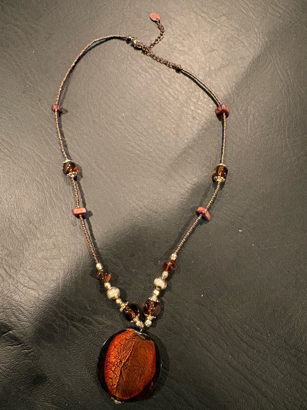 Handmade Brown Glass Pendant Necklace - Women Jewelry